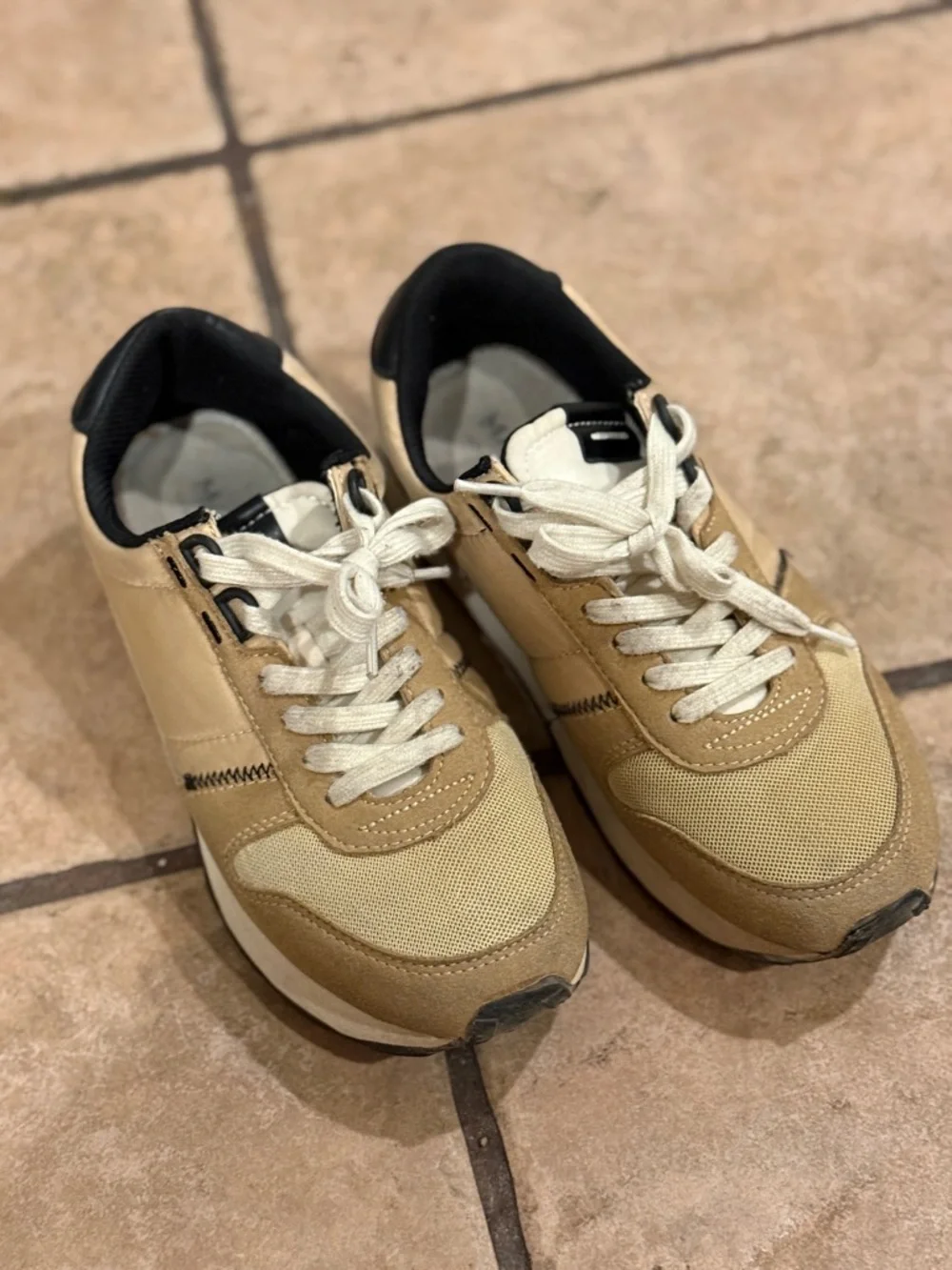 Mango Women's Sneakers in Tan, Cream and Black - Picture 2 of 4